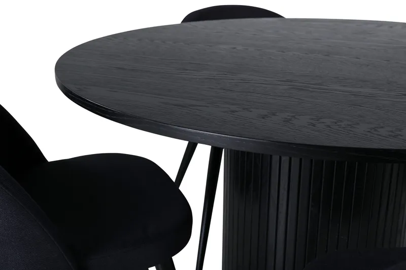 Bianca Matgrupp 110 cm Rund med 4 Velvet stolar - Svart - Products - Möbler - Bord & matgrupp - Matgrupp