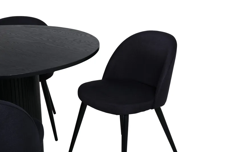 Bianca Matgrupp 110 cm Rund med 4 Velvet stolar - Svart - Products - Möbler - Bord & matgrupp - Matgrupp