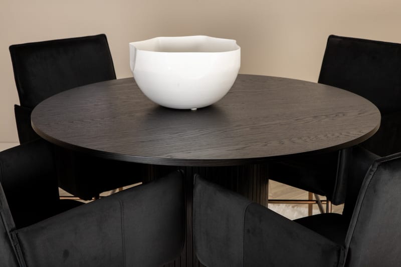 Bianca Matgrupp 110 cm Rund med 4 Petra stolar - Svart - Products - Möbler - Bord & matgrupp - Matgrupp
