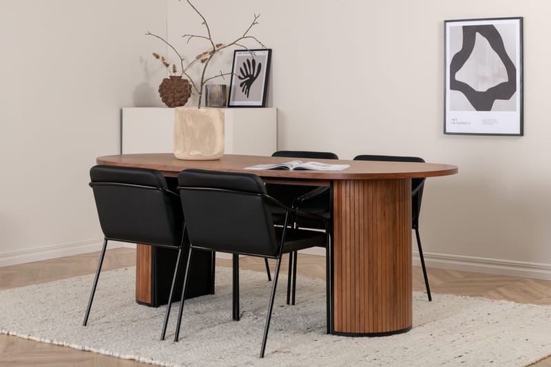 Bianca Matgrupp 200 cm Oval med 4 Tvista stolar - Svart - Products - Möbler - Bord & matgrupp - Matgrupp