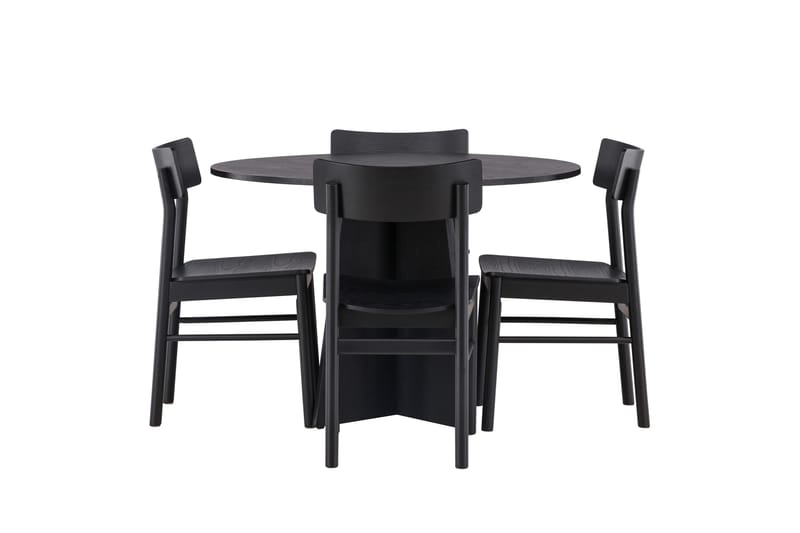 Bootcut Matgrupp + 4 stolar Rund, Svart