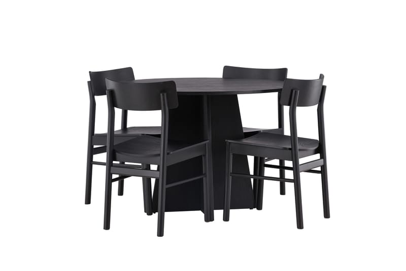 Bootcut Matgrupp + 4 stolar Rund - Svart - Products - Möbler - Bord & matgrupp - Matgrupp