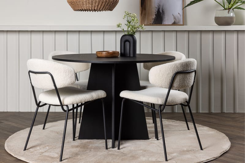 Bootcut Matgrupp 110 cm Rund med 4 Chico Stolar - Svart - Products - Möbler - Bord & matgrupp - Matgrupp