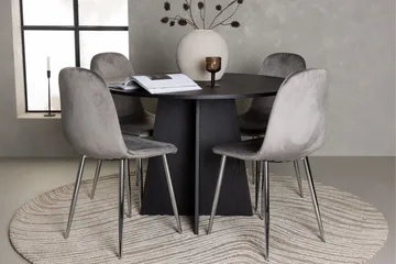 Bootcut Matgrupp 110 cm Rund med 4 Eva stolar - Svart - Products - Möbler - Bord & matgrupp - Matgrupp