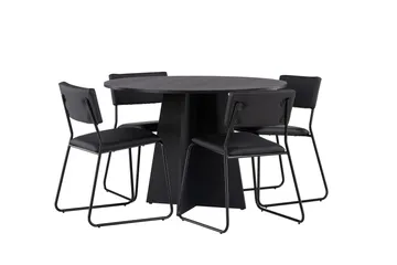 Bootcut Matgrupp 110 cm Rund med 4 Kenth Stolar - Svart - Products - Möbler - Bord & matgrupp - Matgrupp