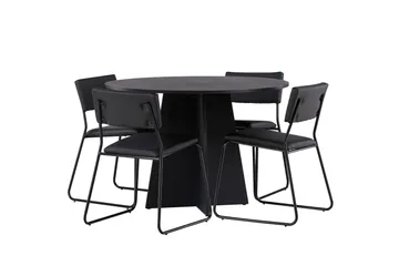 Bootcut Matgrupp 110 cm Rund med 4 Kenth Stolar - Svart - Products - Möbler - Bord & matgrupp - Matgrupp