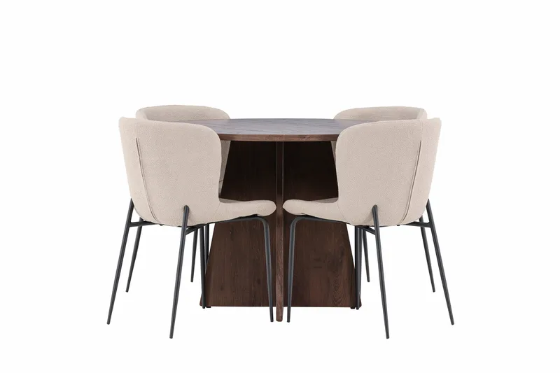 Bootcut Matgrupp 110 cm Rund med 4 Modesto stolar - Mocca/Beige - Products - Möbler - Bord & matgrupp - Matgrupp