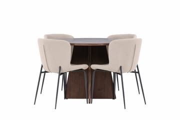 Bootcut Matgrupp 110 cm Rund med 4 Modesto stolar - Mocca/Beige - Products - Möbler - Bord & matgrupp - Matgrupp