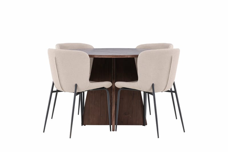 Bootcut Matgrupp 110 cm Rund med 4 Modesto stolar - Mocca/Beige - Products - Möbler - Bord & matgrupp - Matgrupp