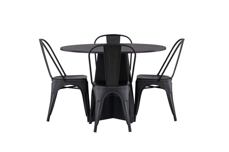 Bootcut Matgrupp 110 cm Rund med 4 Tempe Stolar - Svart - Products - Möbler - Bord & matgrupp - Matgrupp