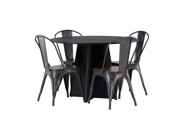 Bootcut Matgrupp 110 cm Rund med 4 Tempe stolar - Svart - Products - Möbler - Bord & matgrupp - Matgrupp