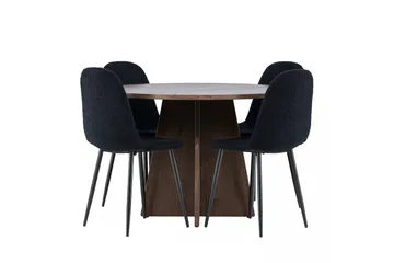 Bootcut Matgrupp 110 cm Rund med 4 Polar stolar - Mocca/Svart - Products - Möbler - Bord & matgrupp - Matgrupp