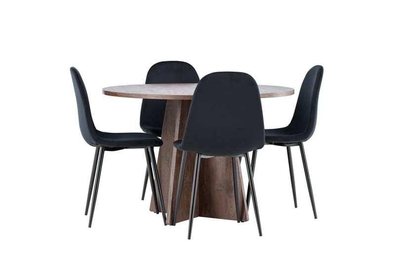 Bootcut Matgrupp 110 cm Rund med 4 Polar stolar - Mocca/Svart - Products - Möbler - Bord & matgrupp - Matgrupp