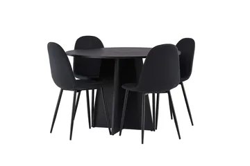 Bootcut Matgrupp 110 cm Rund med 4 Polar stolar - Svart - Products - Möbler - Bord & matgrupp - Matgrupp