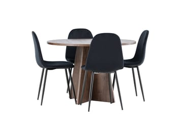 Bootcut Matgrupp 110 cm Rund med 4 Polar stolar - Mocca/Svart - Products - Möbler - Bord & matgrupp - Matgrupp