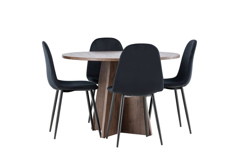 Bootcut Matgrupp 110 cm Rund med 4 Polar stolar - Mocca/Svart - Products - Möbler - Bord & matgrupp - Matgrupp