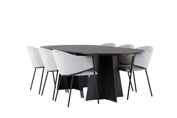 Bootcut Matgrupp 230 cm Oval med 6 Evelina stolar - Svart - Products - Möbler - Bord & matgrupp - Matgrupp