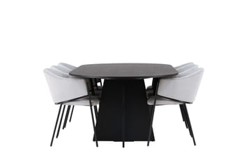 Bootcut Matgrupp 230 cm Oval med 6 Evelina stolar - Svart - Products - Möbler - Bord & matgrupp - Matgrupp