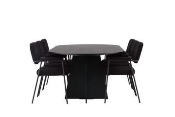 Bootcut Matgrupp 230 cm Oval med 6 Yesterday stolar - Svart - Products - Möbler - Bord & matgrupp - Matgrupp