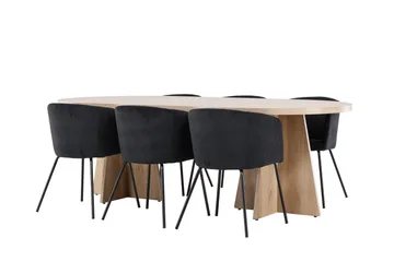 Bootcut Matgrupp 230 cm Rektangulär med 6 Berit stolar - Whitewash/Svart - Products - Möbler - Bord & matgrupp - Matgrupp