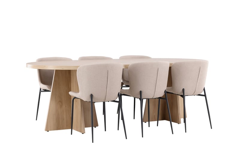 Bootcut Matgrupp 230 cm Rektangulär med 6 Modesto stolar - Whitewash/Beige - Products - Möbler - Bord & matgrupp - Matgrupp