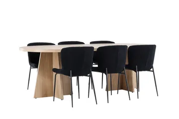 Bootcut Matgrupp 230 cm Rektangulär med 6 Modesto stolar - Whitewash/Svart - Products - Möbler - Bord & matgrupp - Matgrupp