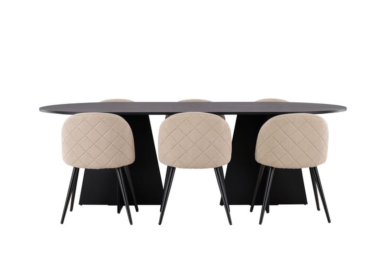 Bootcut Matgrupp 230 cm Rektangulär med 6 Velvet stolar - Beige - Products - Möbler - Bord & matgrupp - Matgrupp