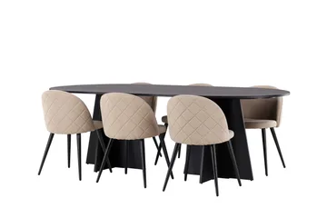 Bootcut Matgrupp 230 cm Rektangulär med 6 Velvet stolar - Beige - Products - Möbler - Bord & matgrupp - Matgrupp