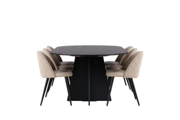 Bootcut Matgrupp 230 cm Rektangulär med 6 Velvet stolar - Beige - Products - Möbler - Bord & matgrupp - Matgrupp