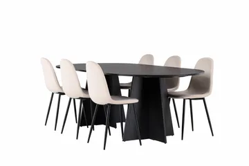 Bootcut Matgrupp 230 cm Rektangulär med 6 Polar stolar - Beige - Products - Möbler - Bord & matgrupp - Matgrupp