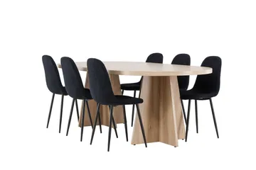 Bootcut Matgrupp 230 cm Rektangulär med 6 Polar stolar - Whitewash/Svart - Products - Möbler - Bord & matgrupp - Matgrupp