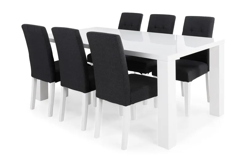Cibus Matgrupp 180 cm med 6 Viktor Stol, Vit/Mörkgrå