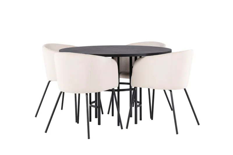 Copenhagen Matgrupp 115 cm Rund med 4 Berit stolar - Beige - Products - Möbler - Bord & matgrupp - Matgrupp