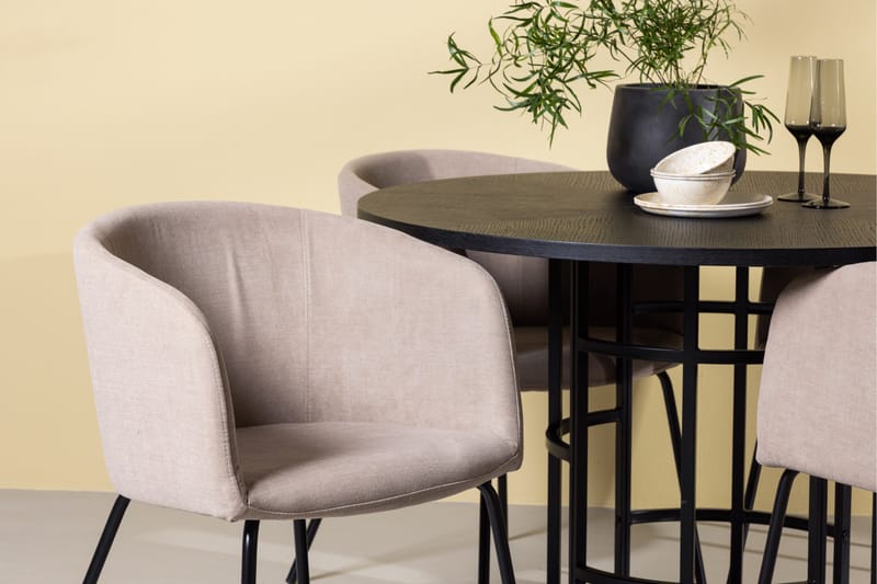 Copenhagen Matgrupp 115 cm Rund med 4 Berit stolar - Beige - Products - Möbler - Bord & matgrupp - Matgrupp