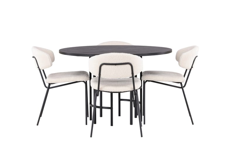 Copenhagen Matgrupp 115 cm Rund med 4 Chico Stolar - Svart - Products - Möbler - Bord & matgrupp - Matgrupp
