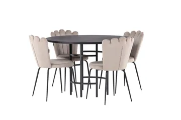 Copenhagen Matgrupp 115 cm Rund med 4 Limhamn stolar - Beige - Products - Möbler - Bord & matgrupp - Matgrupp