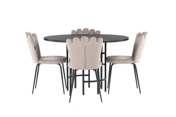 Copenhagen Matgrupp 115 cm Rund med 4 Limhamn stolar - Beige - Products - Möbler - Bord & matgrupp - Matgrupp