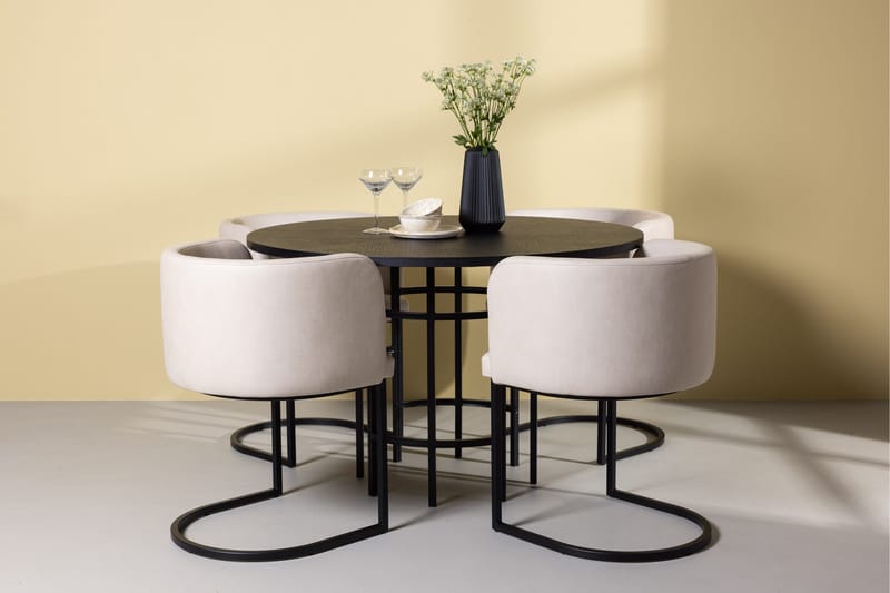 Copenhagen Matgrupp 115 cm Rund med 4 Simrishman stolar - Beige - Products - Möbler - Bord & matgrupp - Matgrupp