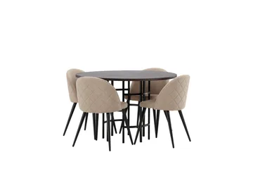 Copenhagen Matgrupp 115 cm Rund med 4 Velvet stolar - Beige - Products - Möbler - Bord & matgrupp - Matgrupp