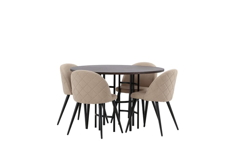 Copenhagen Matgrupp 115 cm Rund med 4 Velvet stolar - Beige - Products - Möbler - Bord & matgrupp - Matgrupp