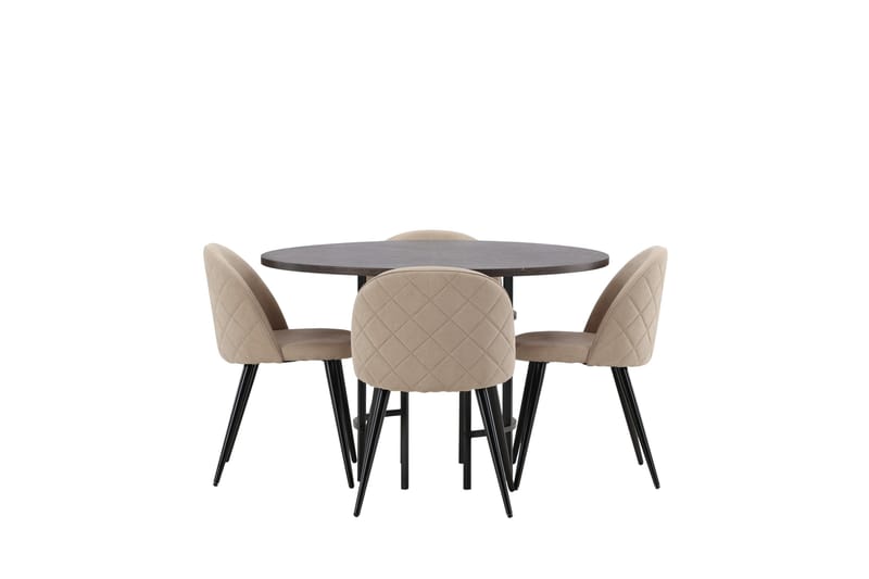 Copenhagen Matgrupp 115 cm Rund med 4 Velvet stolar - Beige - Products - Möbler - Bord & matgrupp - Matgrupp