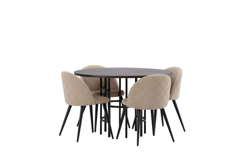 Copenhagen Matgrupp 115 cm Rund med 4 Velvet stolar - Beige - Products - Möbler - Bord & matgrupp - Matgrupp