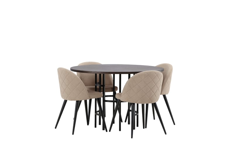 Copenhagen Matgrupp 115 cm Rund med 4 Velvet stolar - Beige - Products - Möbler - Bord & matgrupp - Matgrupp