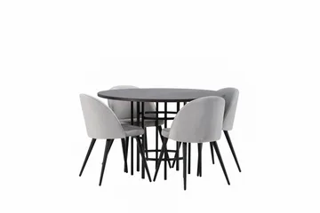 Copenhagen Matgrupp 115 cm Rund med 4 Velvet stolar - Grå - Products - Möbler - Bord & matgrupp - Matgrupp