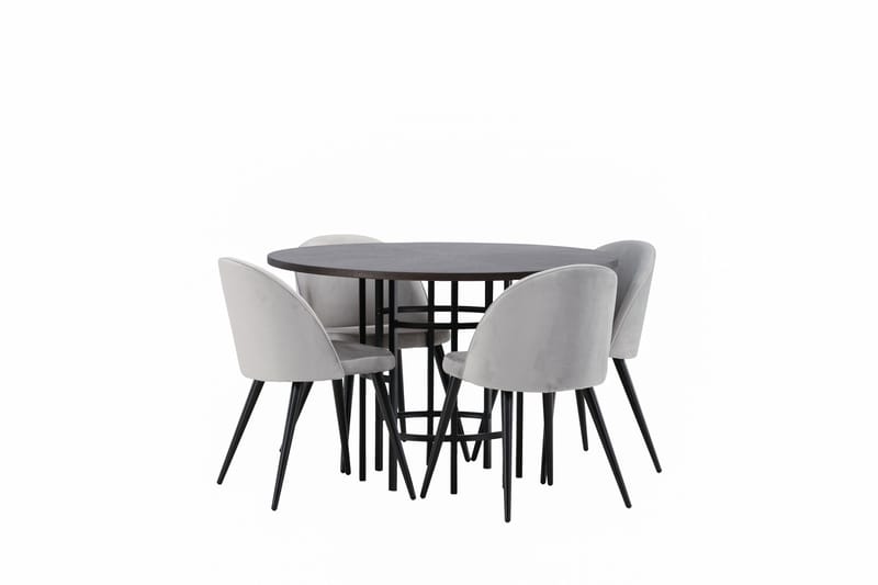 Copenhagen Matgrupp 115 cm Rund med 4 Velvet stolar - Grå - Products - Möbler - Bord & matgrupp - Matgrupp