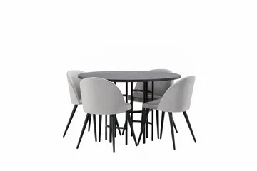 Copenhagen Matgrupp 115 cm Rund med 4 Velvet stolar - Grå - Products - Möbler - Bord & matgrupp - Matgrupp
