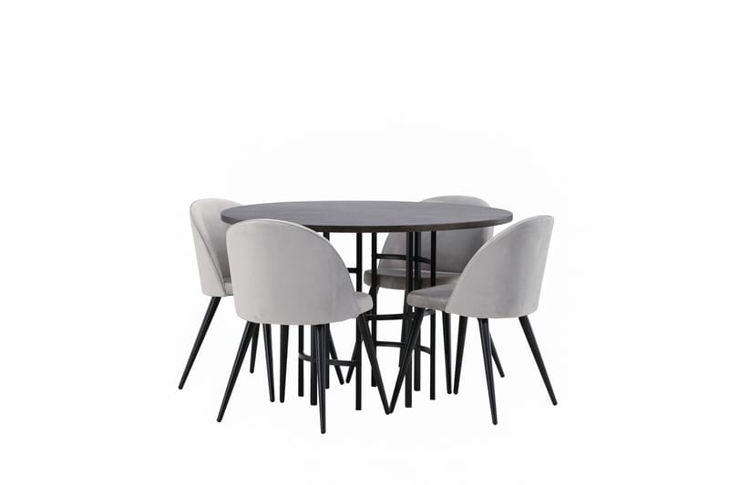 Copenhagen Matgrupp 115 cm Rund med 4 Velvet stolar - Grå - Products - Möbler - Bord & matgrupp - Matgrupp