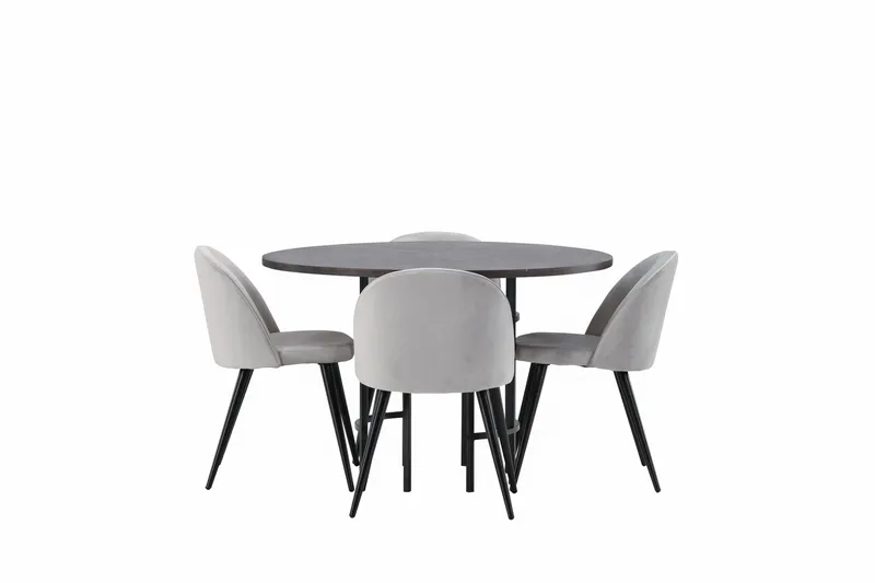 Copenhagen Matgrupp 115 cm Rund med 4 Velvet stolar - Grå - Products - Möbler - Bord & matgrupp - Matgrupp