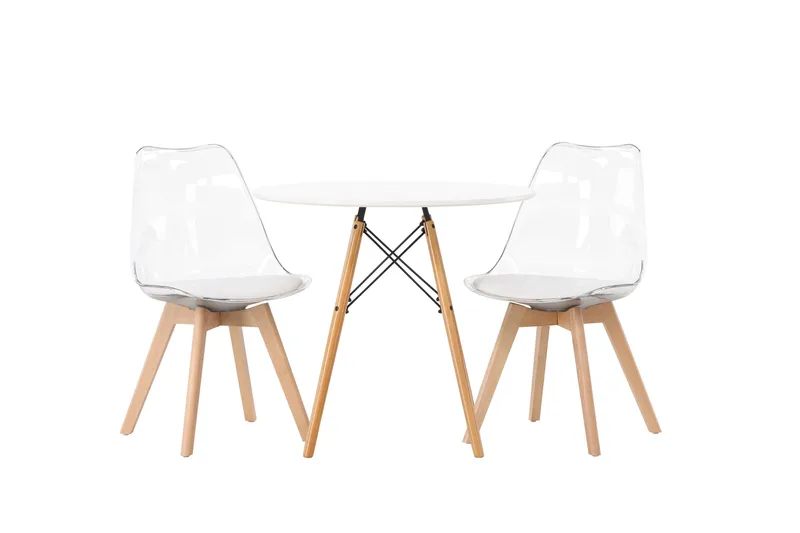 Danburi Matgrupp 60 cm Rund med 2 Edvin stolar, Vit