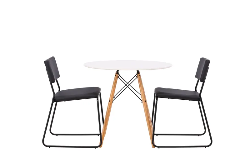 Danburi Matgrupp 60 cm Rund med 2 Kenth Stolar, Svart